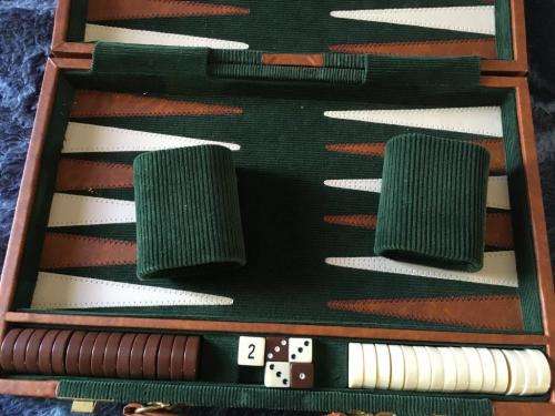 Backgammon In Leatherette & Corduroy Brief Case