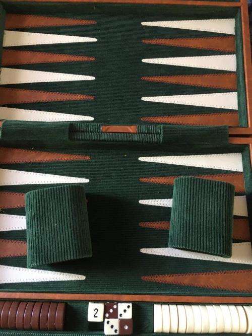 Backgammon In Leatherette & Corduroy Brief Case