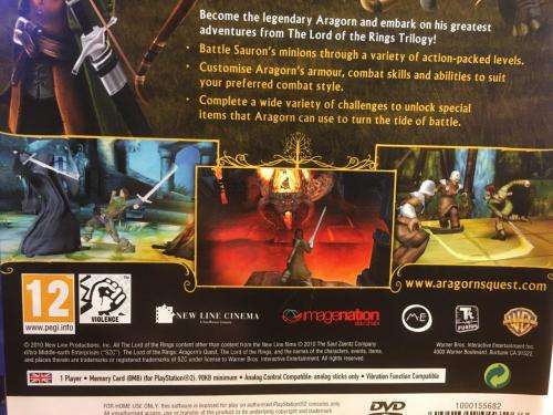 PS2 - The Lord of The Rings Aragon`s Quest