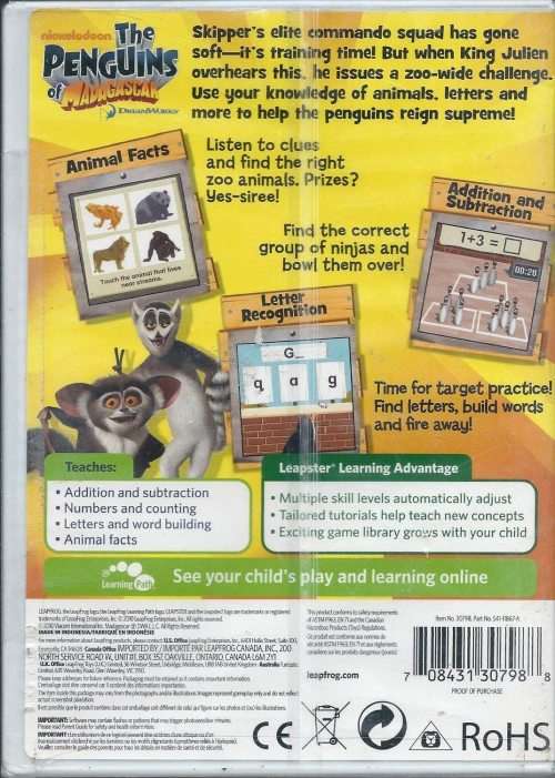 Leap Frog - Leapster Learning Game - Nickelodeon The Penguins of Madagascar Race for 1st Place