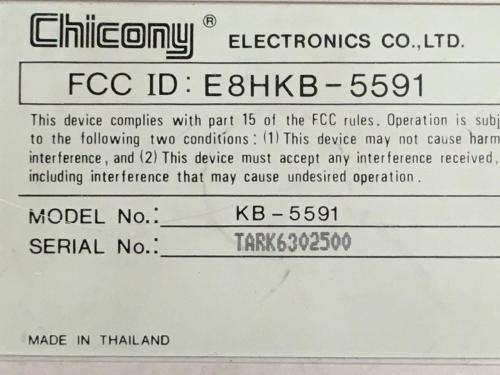 Vintage Chicony Mechanical Keyboard KB-5591 with trackball made in Thailand