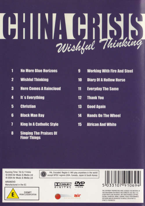 DVD - China Crisis Wishful Thinking Live In Concert