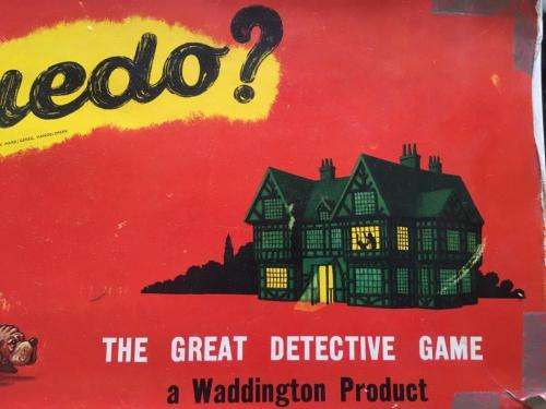 Vintage Cluedo - Circa 1950`s The Great Detective Game - Waddingtons - Wooden & Metal Pieces