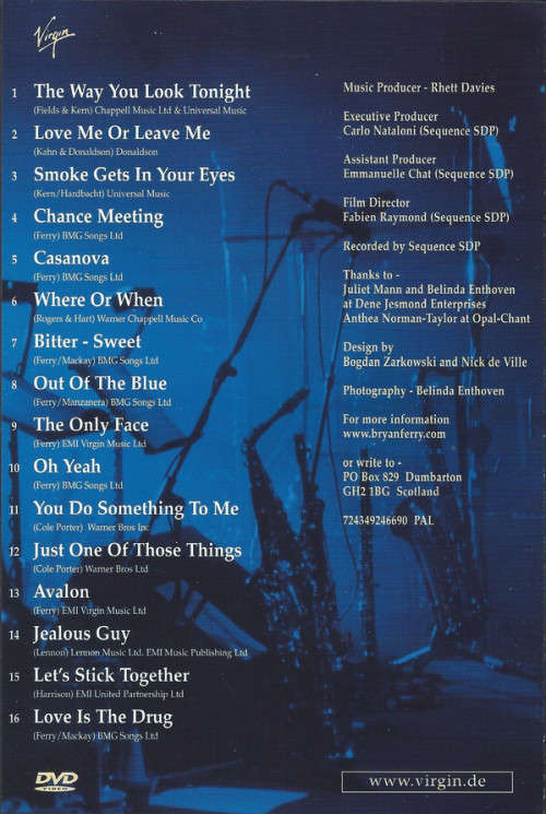 DVD - Bryan Ferry In Concert Live In Paris At Le Grand Rex March 2000
