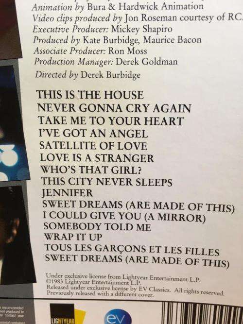 DVD - Eurythmics Sweet Dreams (The Video Album)
