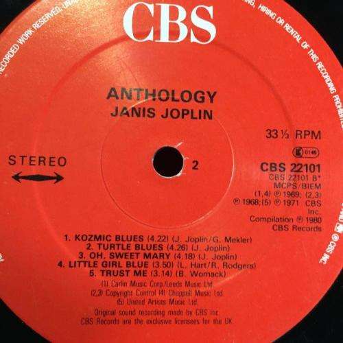LP - Janis Joplin - Anthology (CBS22101)