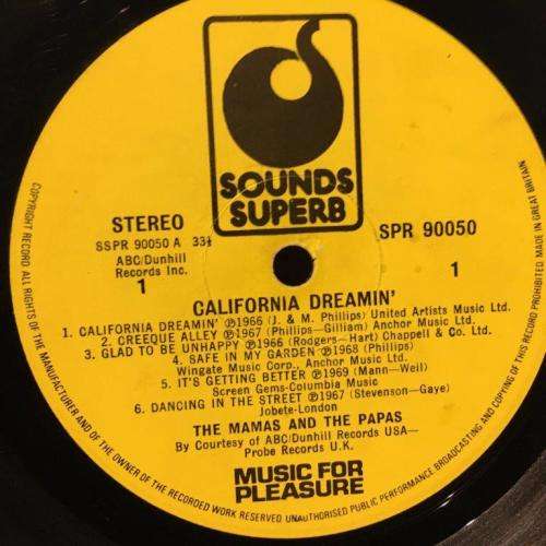 LP - Mamas & The Papas - California Dreamin` Best of (SPR 90050)