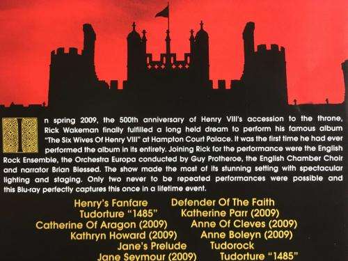 Blu-Ray - Rick Wakeman The Six Wives of Henry VIII Live at Hampton Court Palace