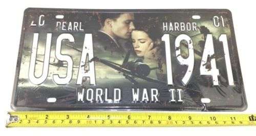 Pearl Harbor USA 1941 WWII Tin Licence Plate 2001