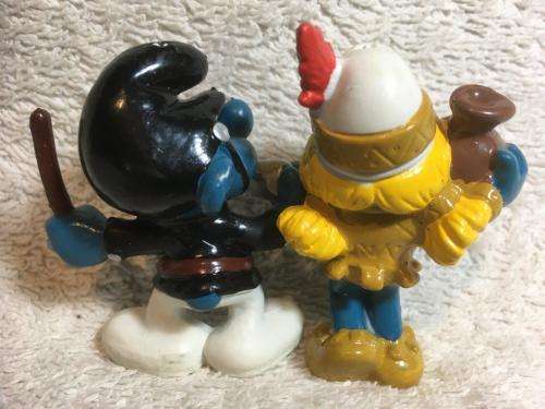 Vintage Peyo Smurfs  x 2 1970's - 1980's (Old Toy Shop Find)