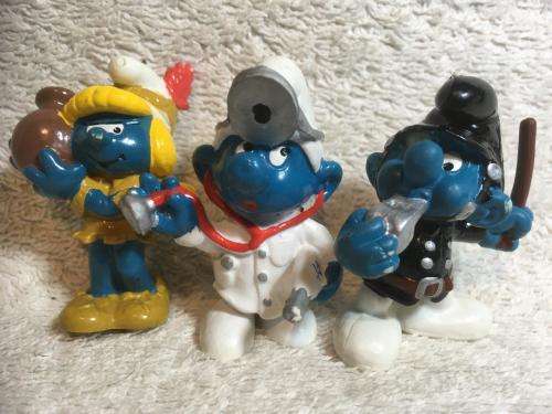 Vintage Peyo Smurfs  x 3 1970's - 1980's (Old Toy Shop Find)