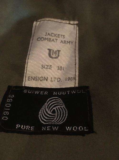 Vintage Army Bunny Jacket Ensign 1969 Size 38