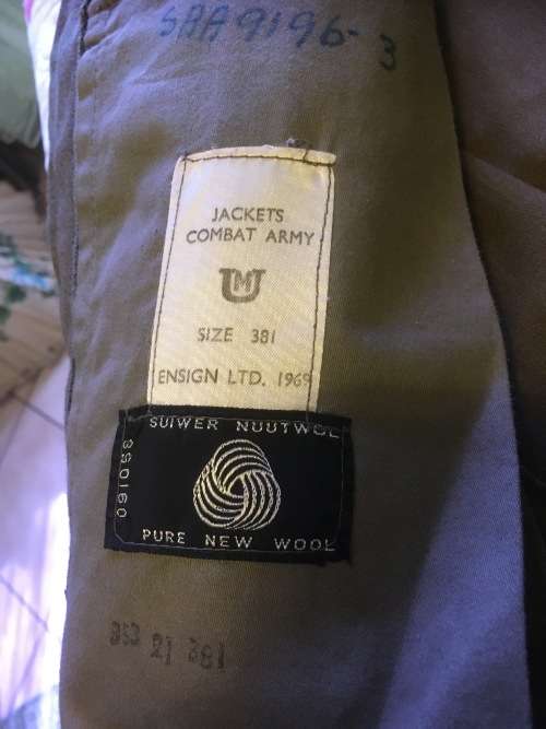 Vintage Army Bunny Jacket Ensign 1969 Size 38