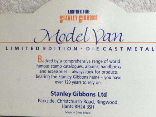 Stanley Gibbons Model Van Limited Edition - Stanley Gibbons EST 1856 (NOS)