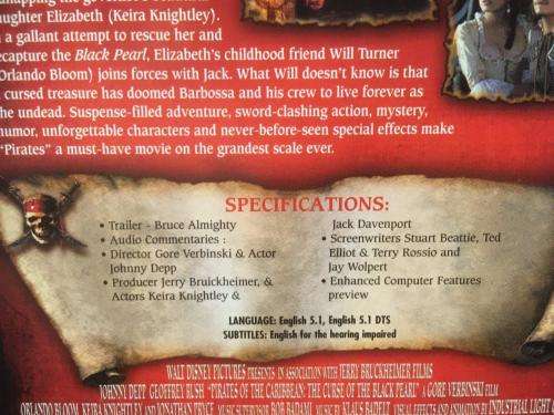 DVD - Pirates of The Caribbean On Stranger The Curse of the Black Pearl