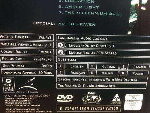 DVD - Mike Oldfield - The Art In Heaven Concert The Millenium Bell