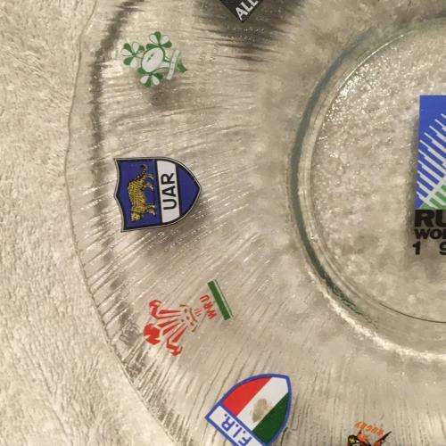 Rugby World Cup 1995 Console Glass Hand Made Serving Platter