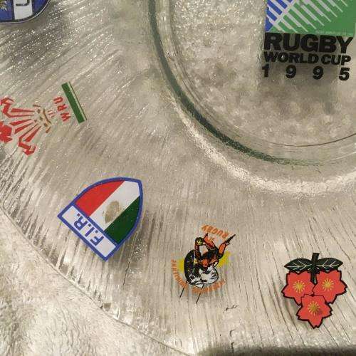 Rugby World Cup 1995 Console Glass Hand Made Serving Platter