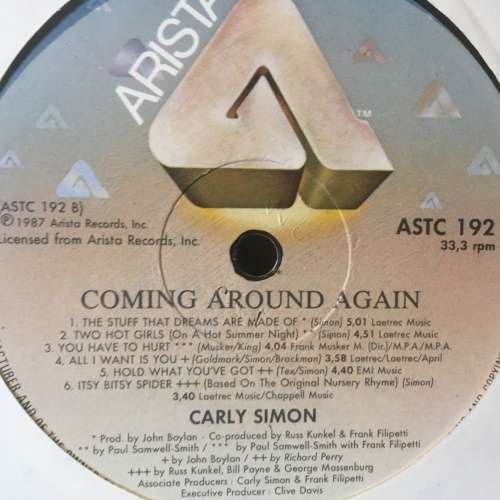 LP - Carly Simon - Coming Around Again (ASTC 192)