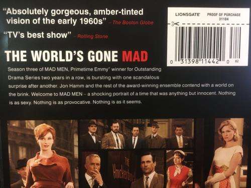 DVD - Mad Men Season Three (Region 1)