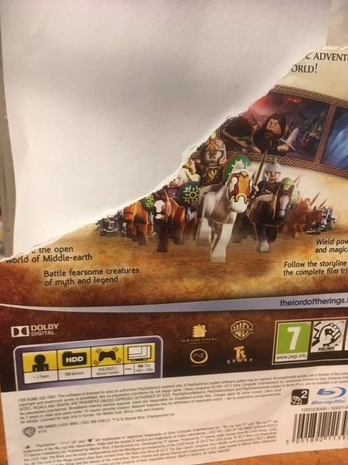 PS3 - Lego The Lord Of The Rings (Back cover is torn see pictures)