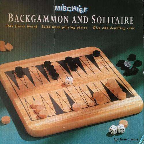 Wooden Backgammon + Solitaire Made in Indonesia (Boxed)