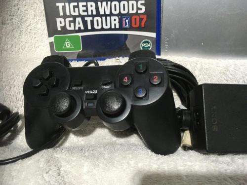 Playstation 2 - Silver Slim Line Console c/w 1 x New Generic Controller, AV Cable PSU & 1 x Game