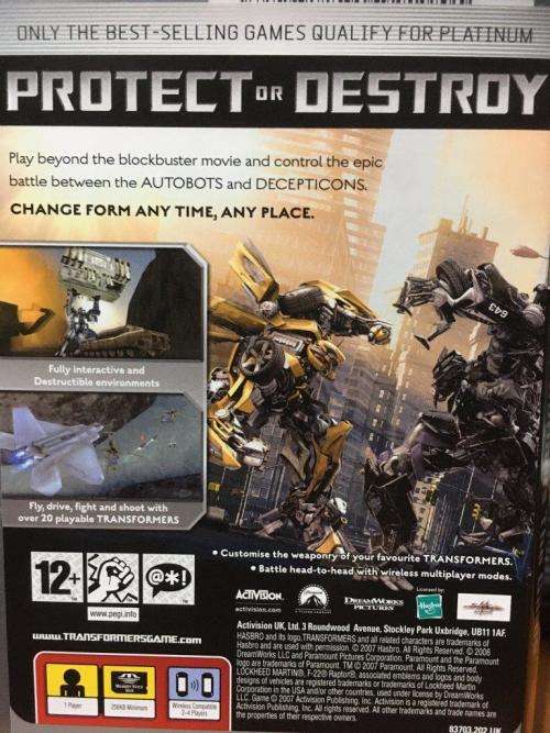 PSP - Transformers The Game - Platinum