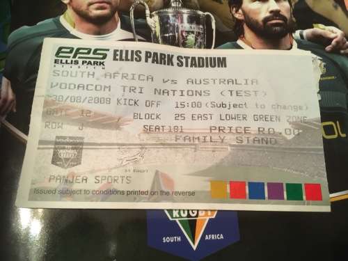 The Official Springbok Test Match Programme SA Vs Australia 2008 c/w Ticket stub