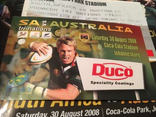 The Official Springbok Test Match Programme SA Vs Australia 2008 c/w Ticket stub