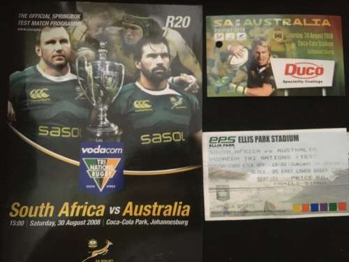 The Official Springbok Test Match Programme SA Vs Australia 2008 c/w Ticket stub