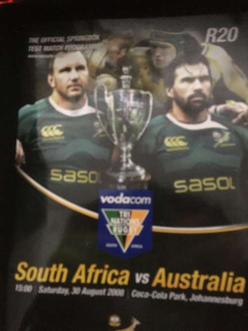 The Official Springbok Test Match Programme SA Vs Australia 2008 c/w Ticket stub