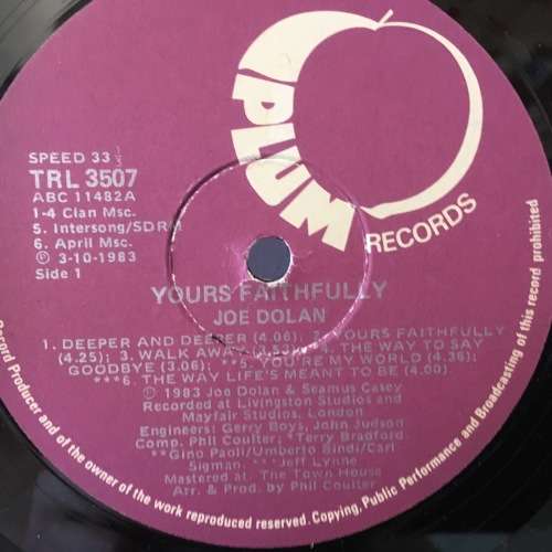LP - Joe Dolan - Your`s Faithfully