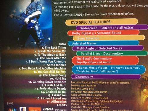 DVD - Savage Garden Live and on Tour In Australia