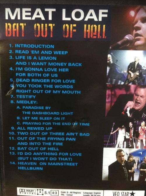 DVD - Meat Loaf Bat Out Of Hell