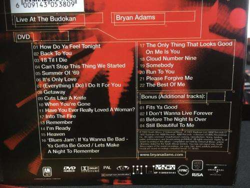 DVD - Bryan Adams Live At The Budokan Japan 2000