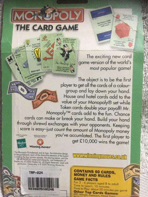 Monopoly - The Card Game - Hasbro (Sealed NOS)