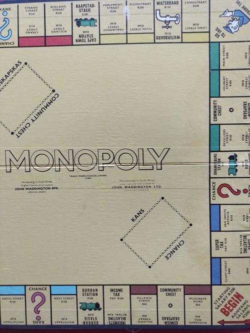 Vintage Monopoly - Waddingtons Has Eloff Street and Metal Playing Pieces