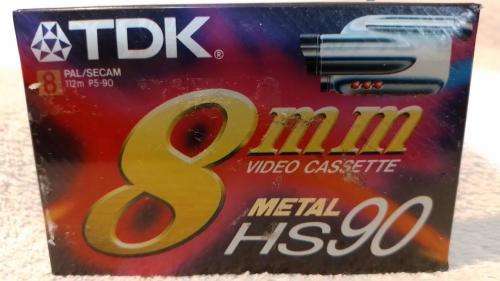 TDK 8mm Video Cassette Metal HS90 Pal Secam (New Sealed) (NOS)