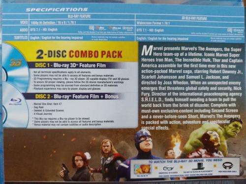 Blu-ray3D - Marvel`s The Avengers Blu Ray + Blu Ray 3D