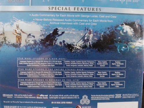 Blu-ray - Star Wars Original Trilogy - A New Hope IV, Empire Strikes Back V, Return of The Jedi VI