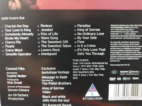 DVD - Sade - Lovers Live