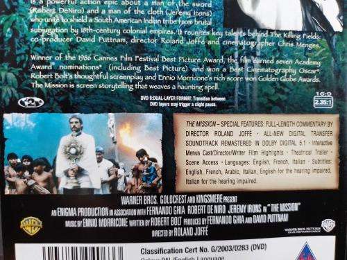 DVD - The Mission - De Niro - Irons