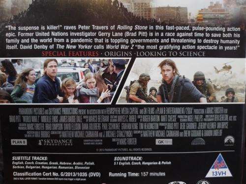 DVD - World War Z - Brad Pitt