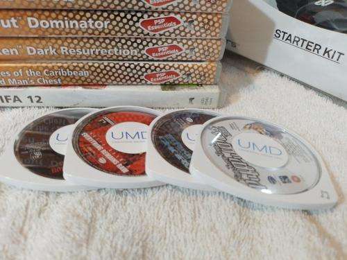 PSP Street,  Charger, 5 Games + 4 UMD Music videos loose + Starter Kit (No Memory Card)