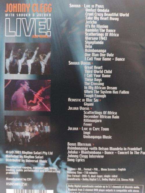 DVD - Johnny Clegg with Savuka & Juluka Live! And More...