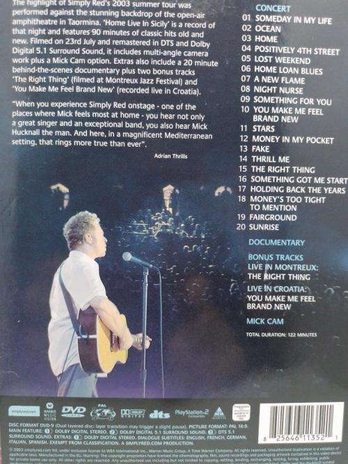 DVD - Simply Red Home Live in Sicily