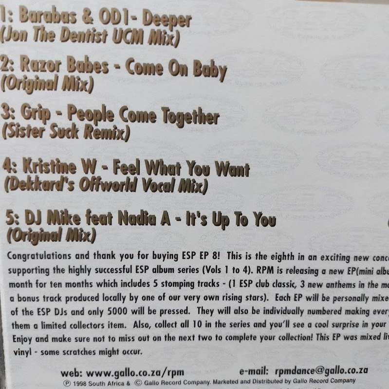 CD - E.S.P for Superior Raving - EP Eight Limited Edition (No 1007)