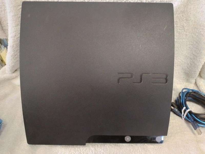 PS3 - Slim 250Gig Black Console - New Generic Controller + Cables