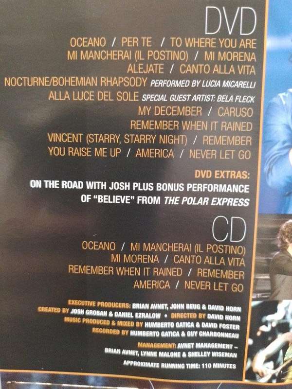 DVD - Josh Groban Live At The Greek DVD + CD